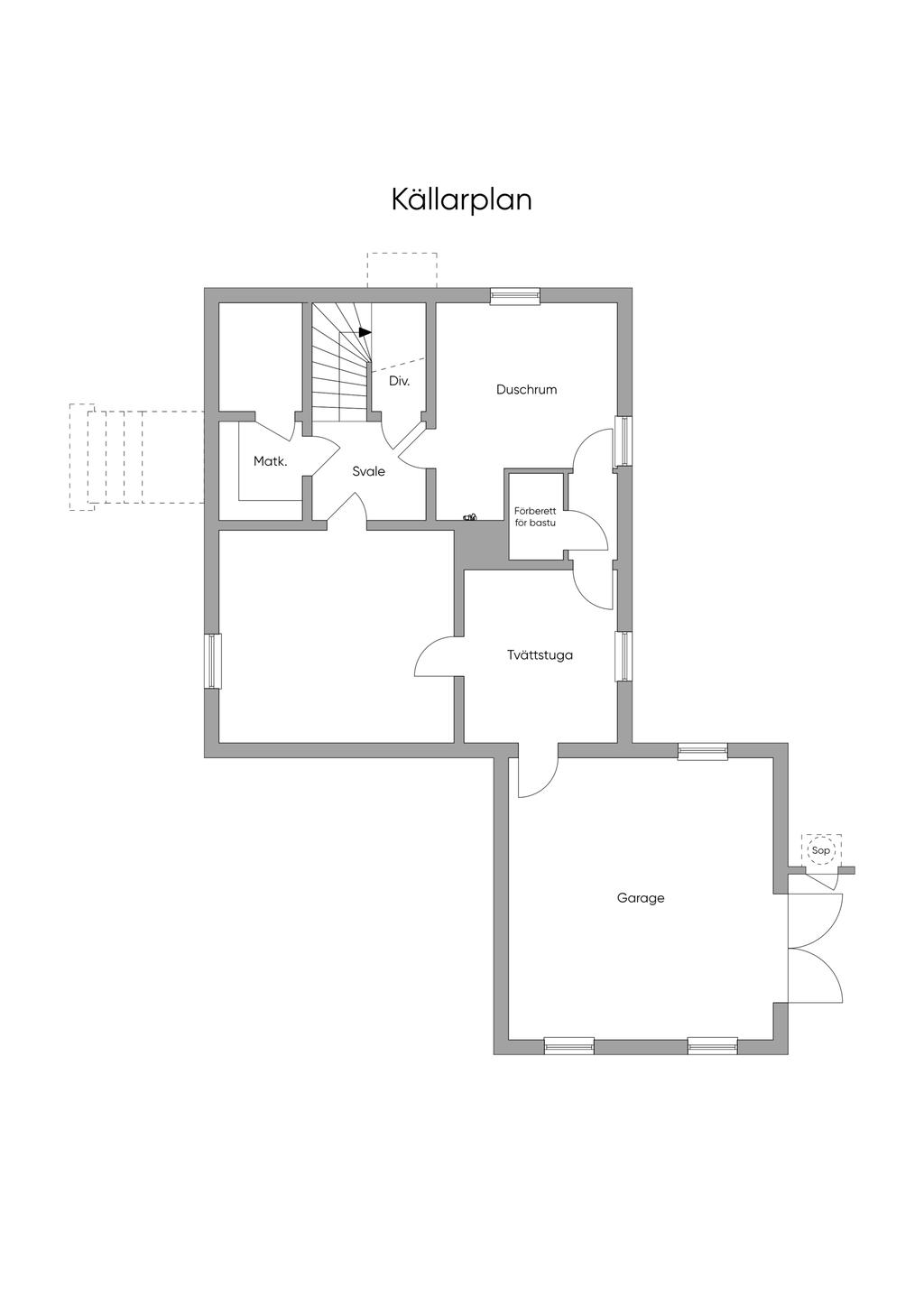 Planlösning källarplan. 