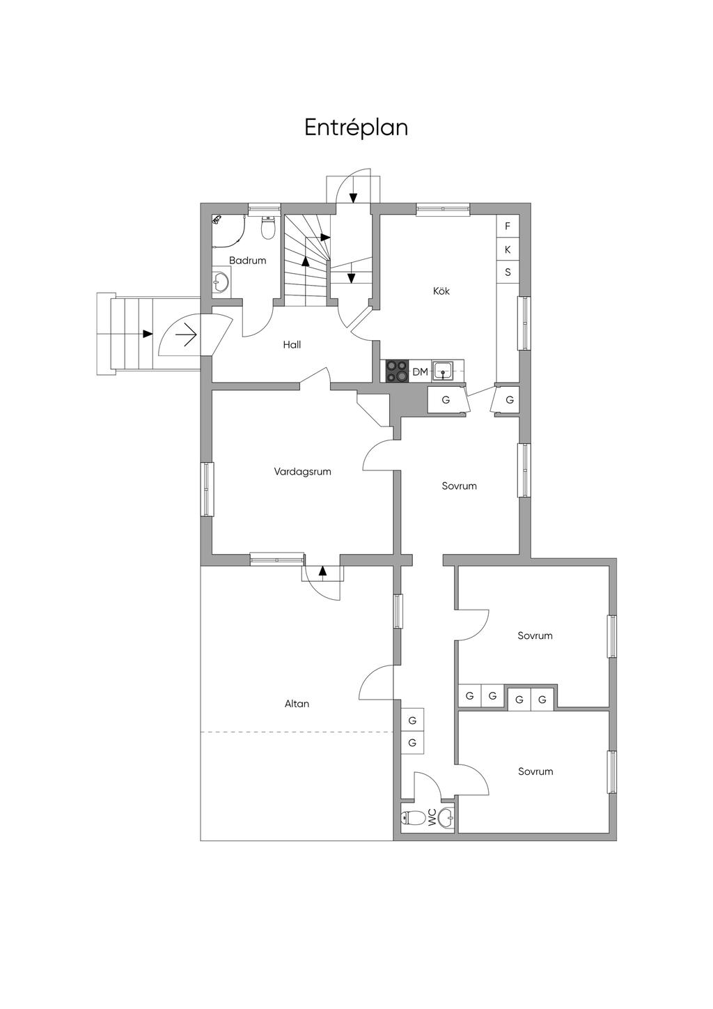 Planlösning entréplan. 