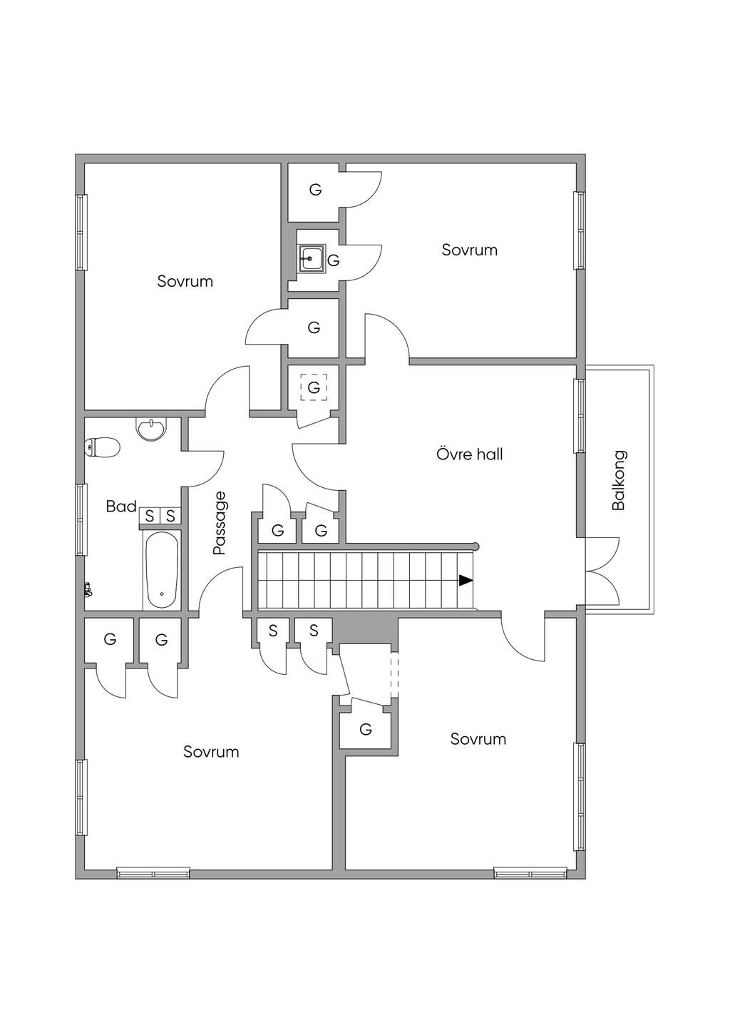 Planritning övre plan