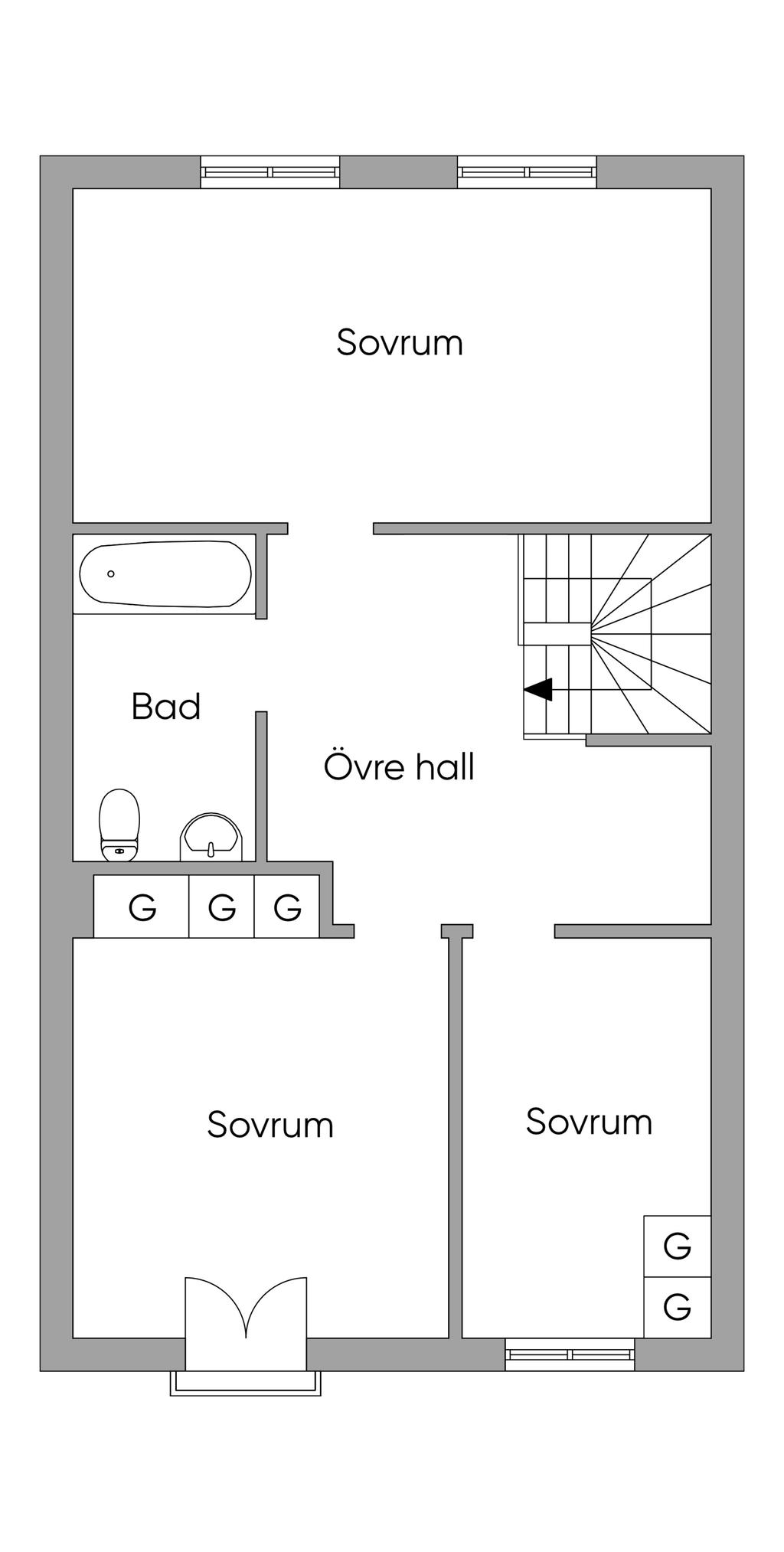 Planlösning övre plan