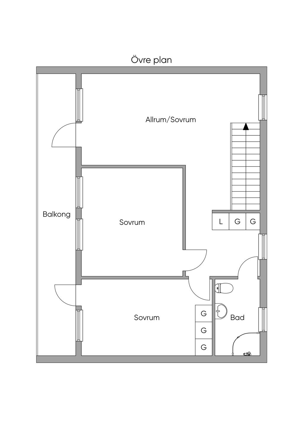 Planritning ovanvåning