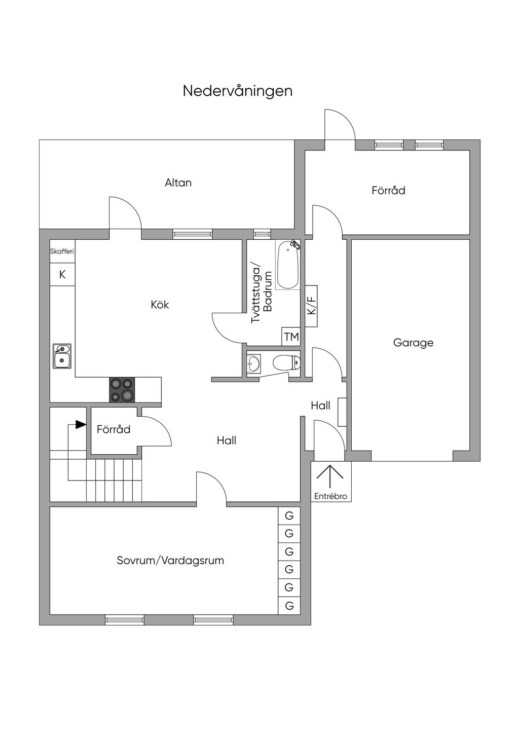 Planritning bottenplan (ej skalenlig)