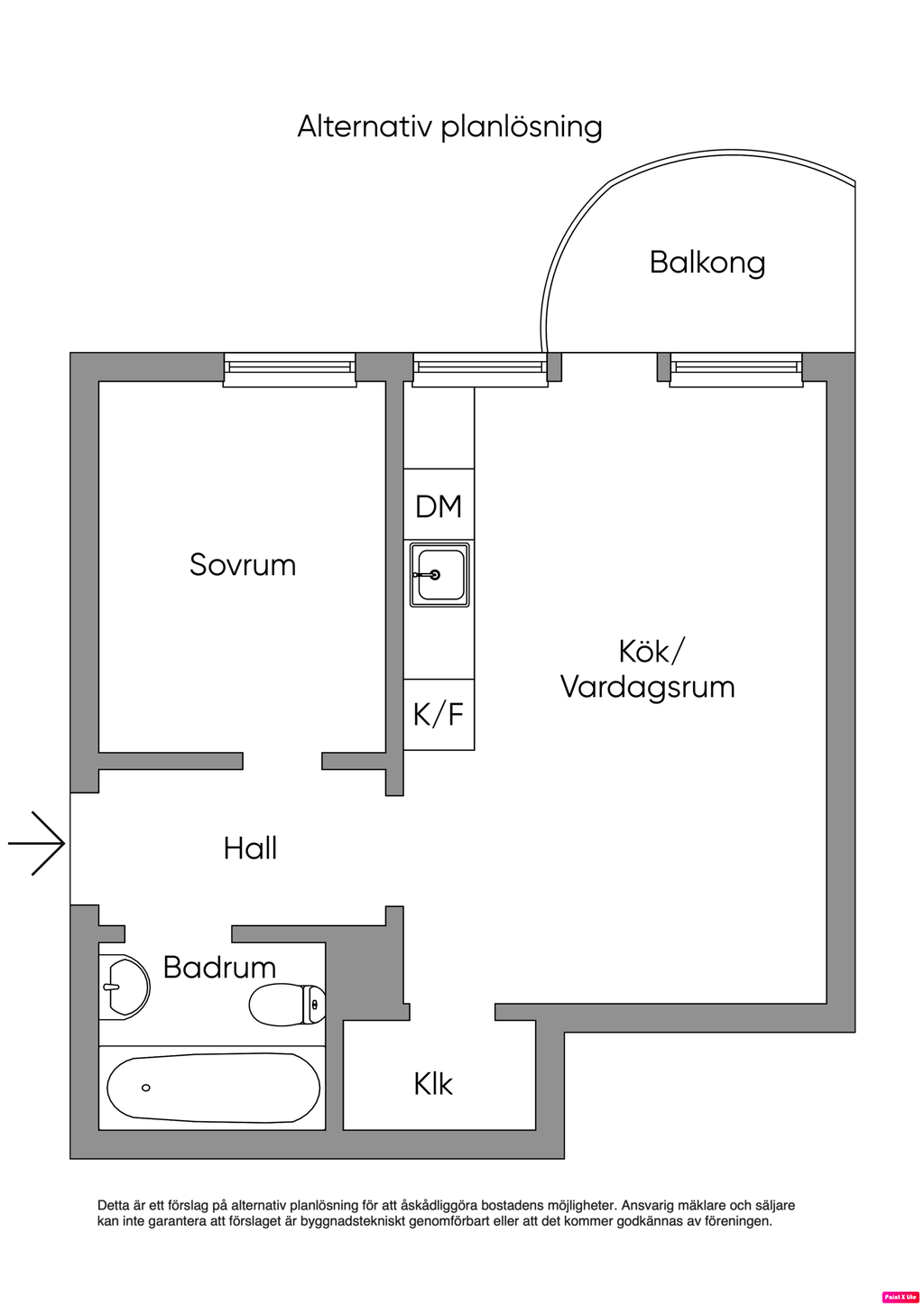 Alternativ planlösning - måste godkännas av föreningen!