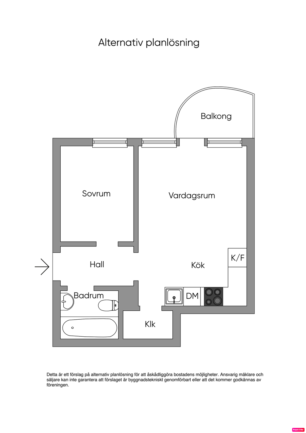 Alternativ planlösning - måste godkännas av föreningen!
