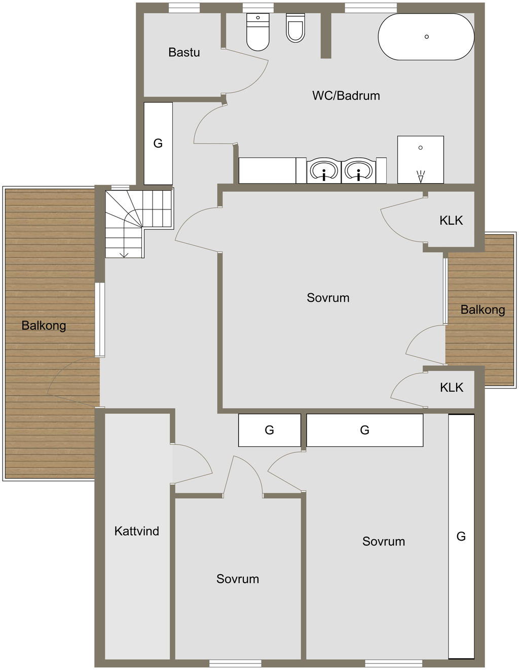 Planritning - Vallmotorp Vallmon, Övreplan