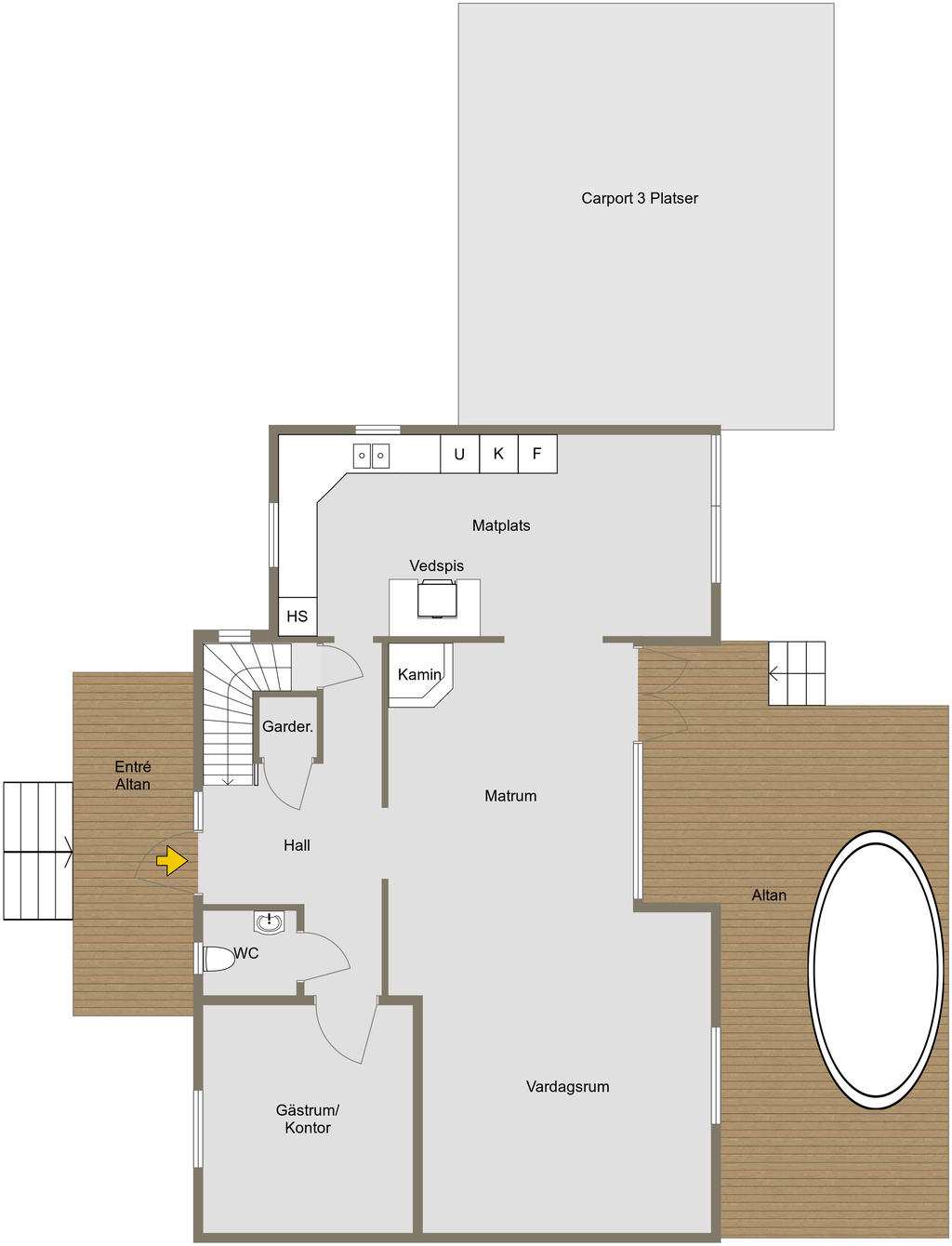 Planritning - Vallmotorp Vallmon, Entréplan
