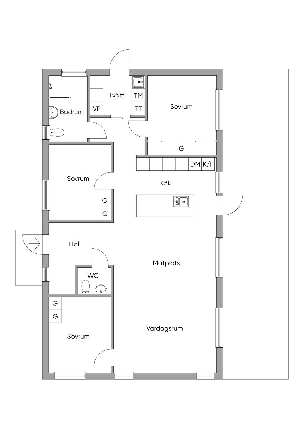 obs planritningens garderober kan avvika mot verkligheten