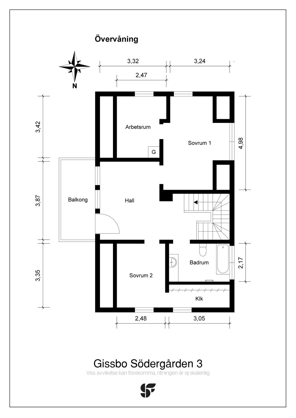 Planritning övervåning 