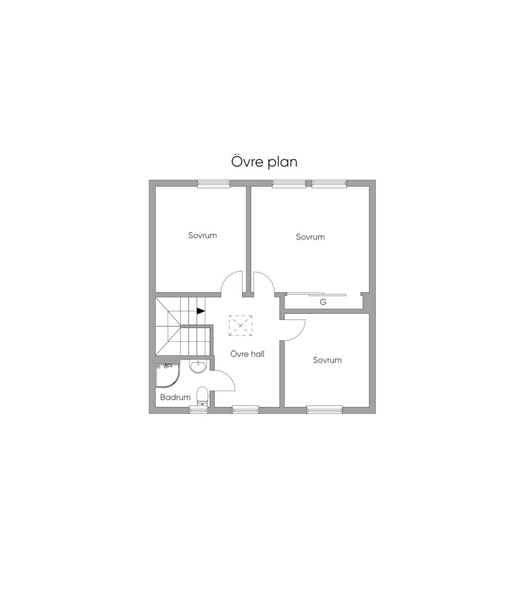 Planlösning, övre plan 