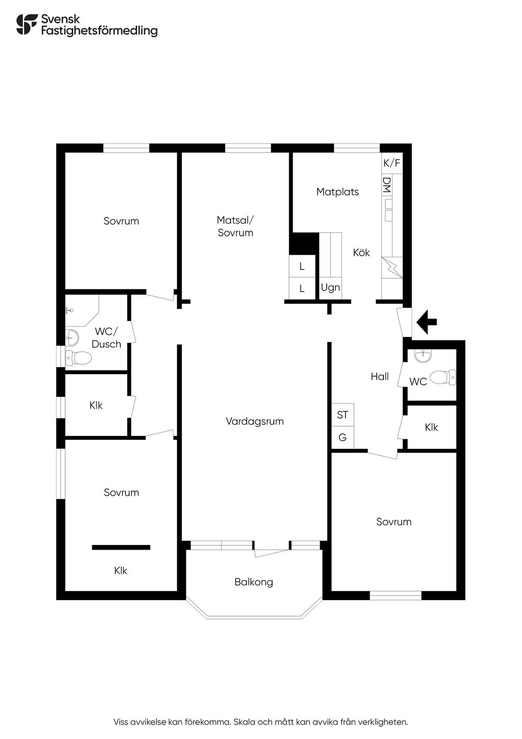 Planlösning med många möjligheter. 