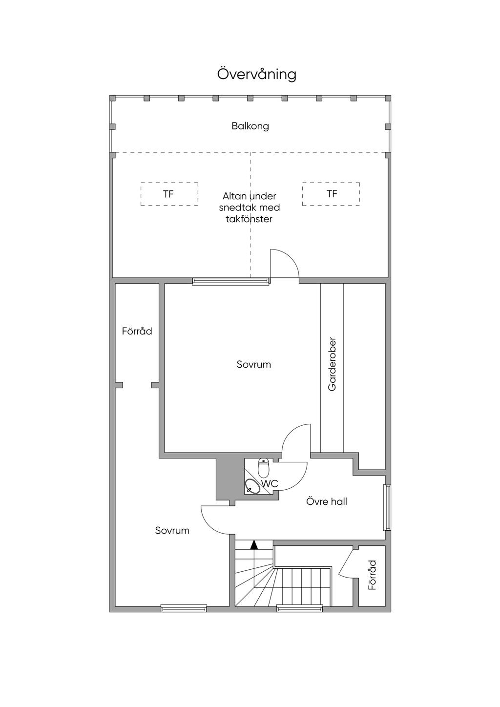Övervåning  nuvarande planlösning