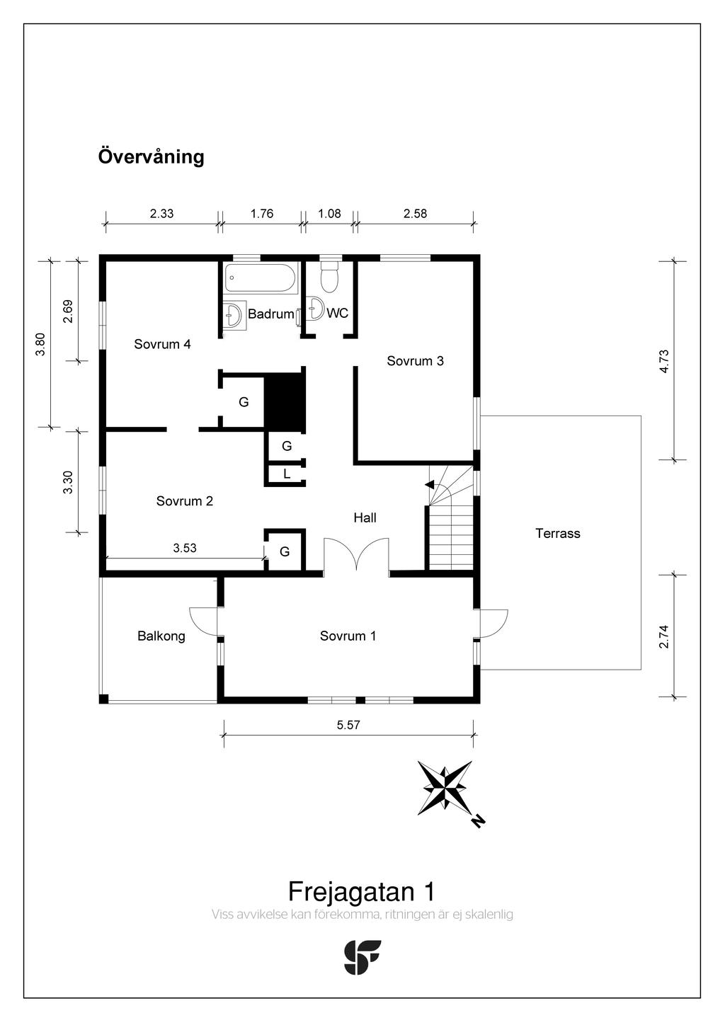 Planritning övervåning