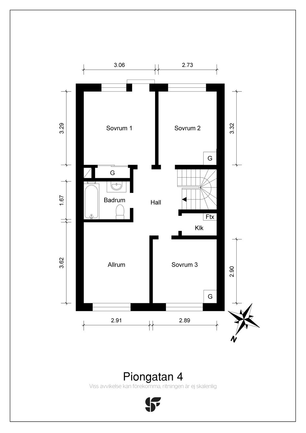 Planritning övervåning 