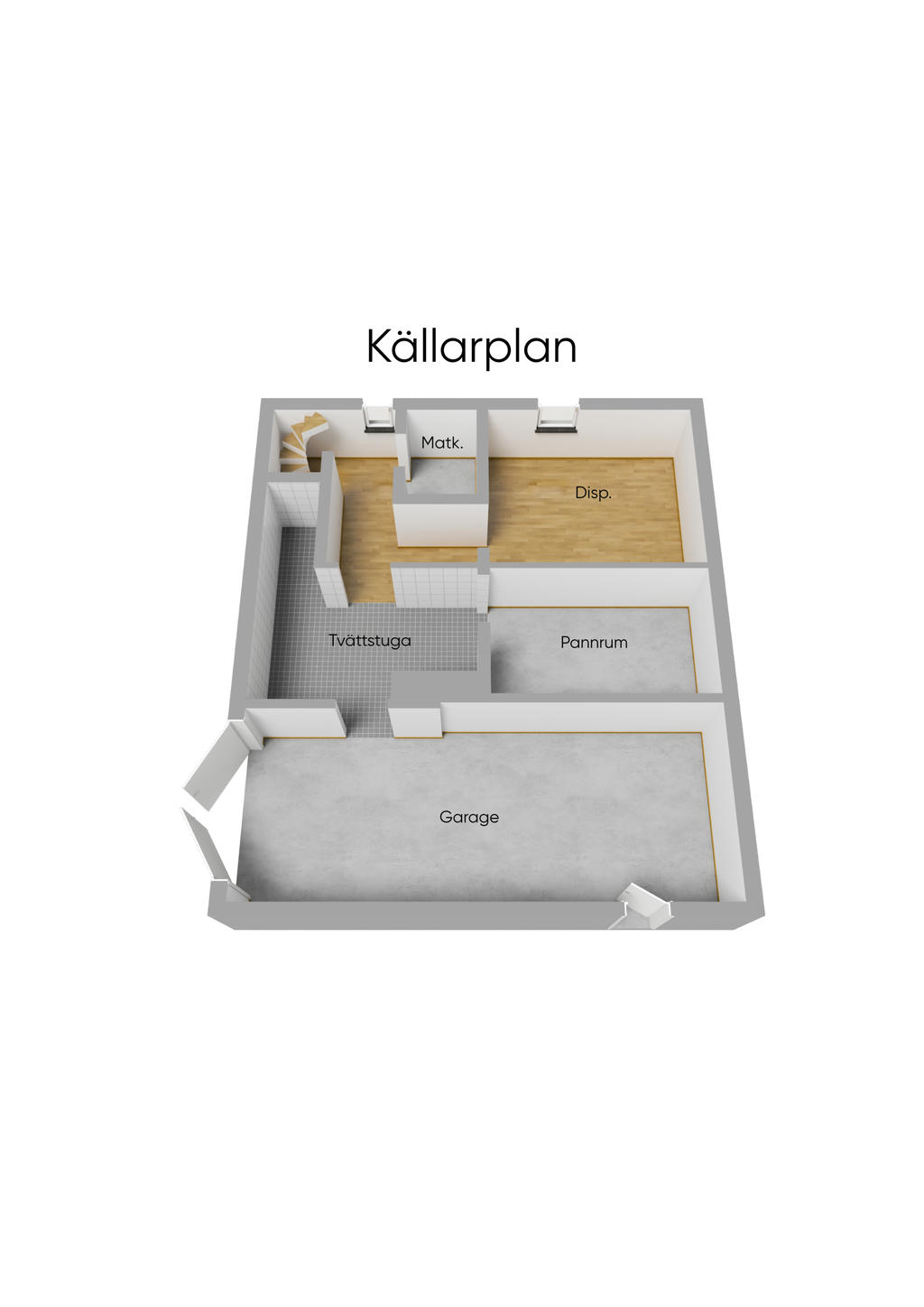 Planlösning källarplan 3D