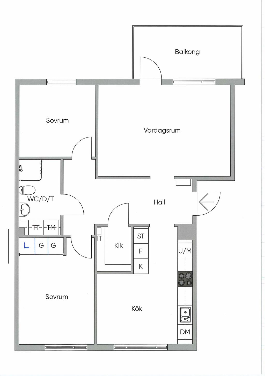 Planritning Grönlandsgatan 16, 81 kvm