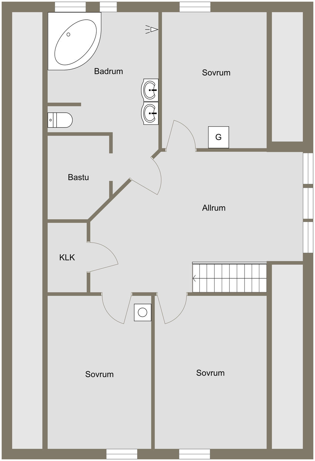 Planlösning, övre plan