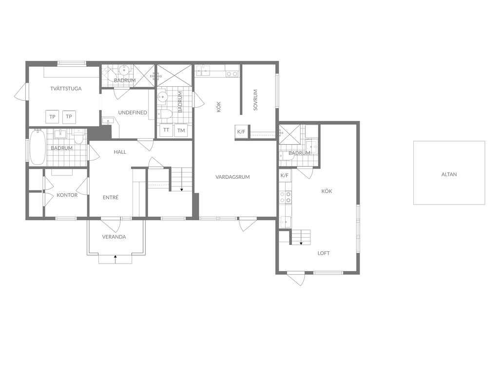 Entreplan samt lägenheterna