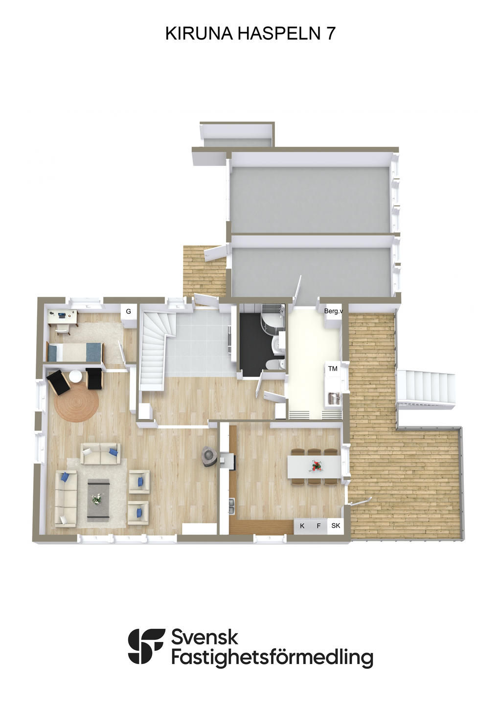 Möblerad planlösning entréplan 