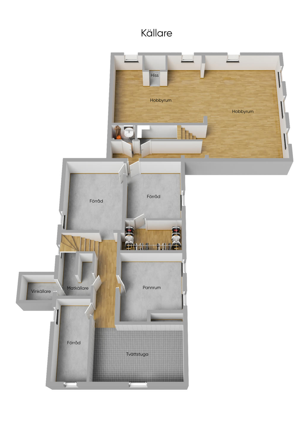 Planlösning källare 3D