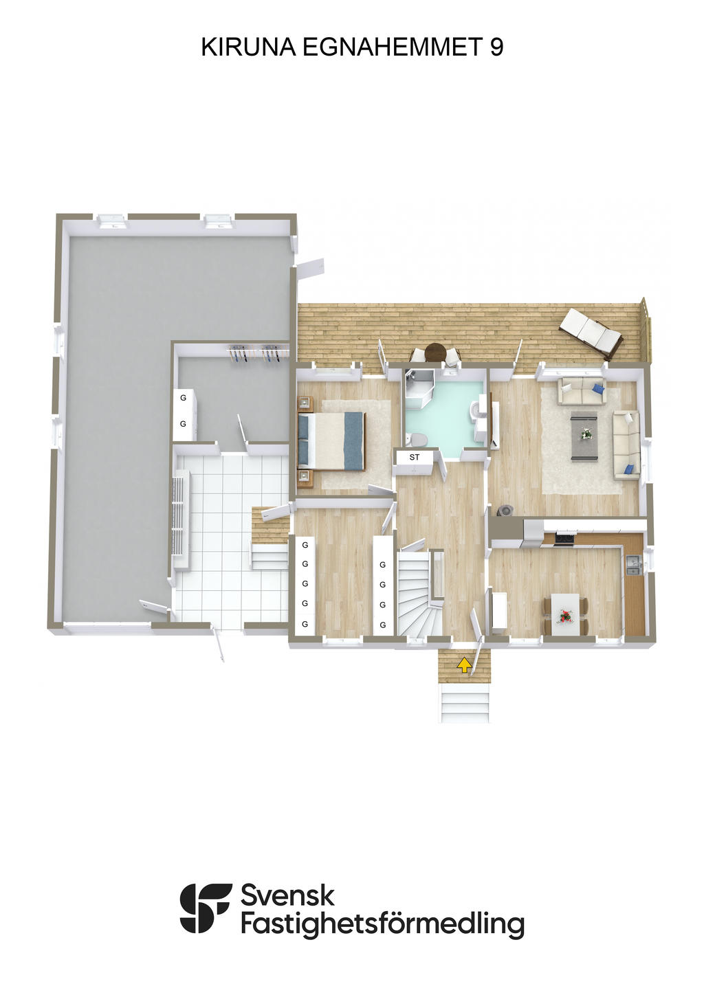 Möblerad planlösning entréplan