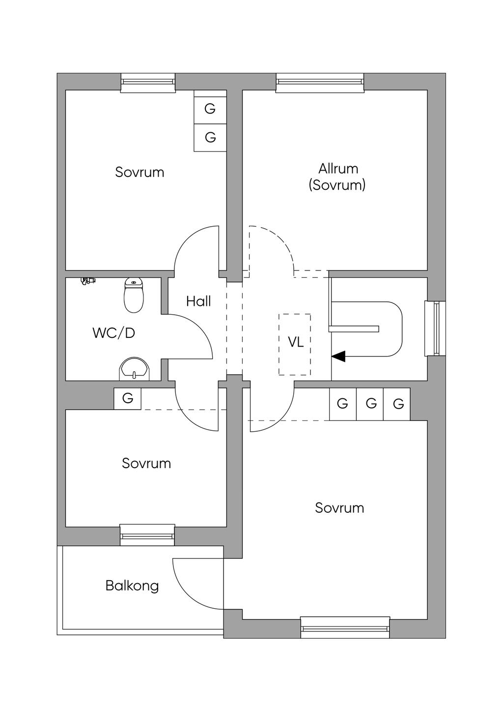 Planlösning övre plan