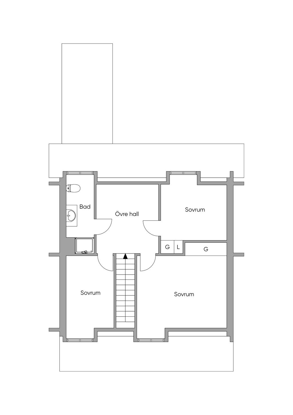 Planlösning övre plan.