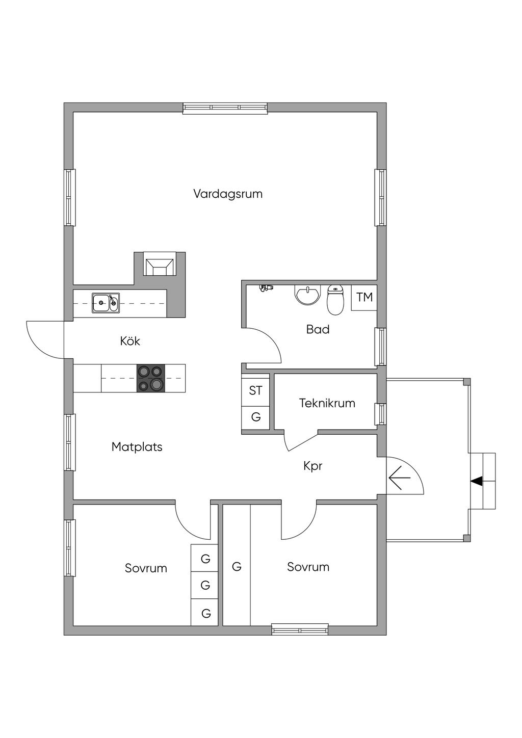 Planlösning, huvudbyggnaden