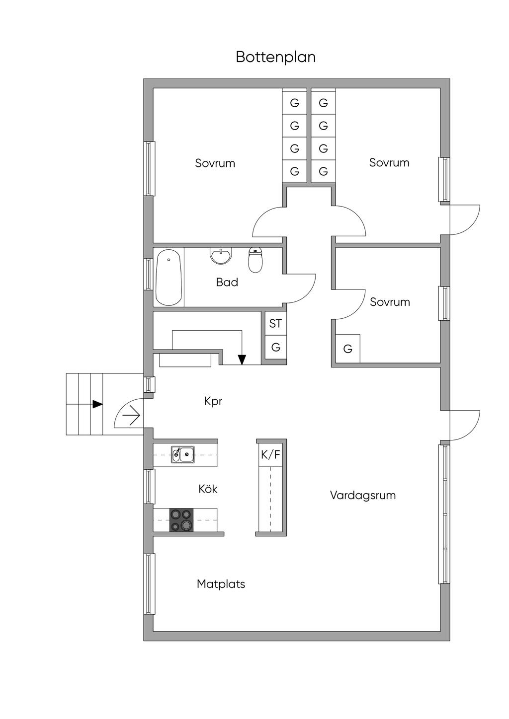 Planritning bottenplan