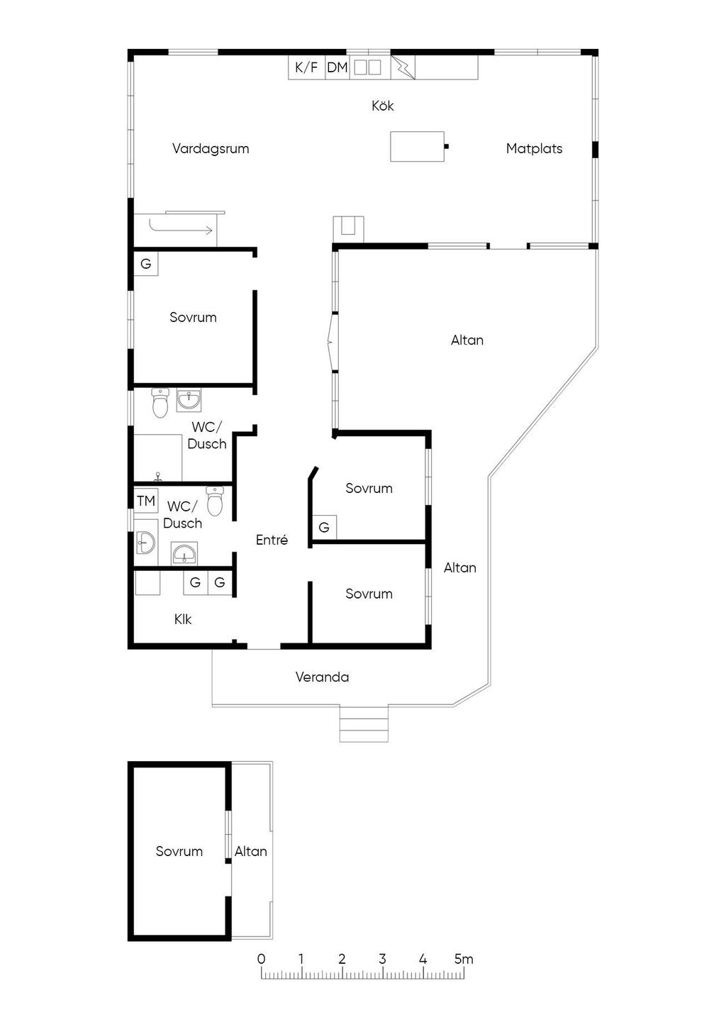 Toaletten med tvättdel är utrustad med wc och tvättmöjligheter, men saknar dusch. Planlösningen kommer att uppdateras inom kort.