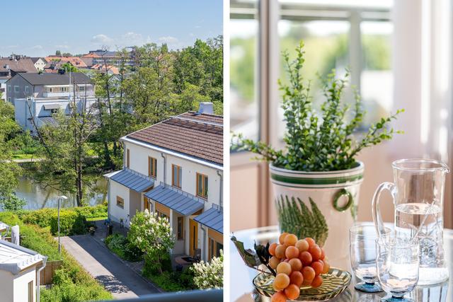Med utsikt till Stångån från balkongen