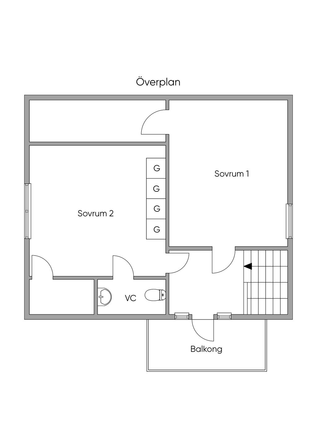 Planlösning övre plan