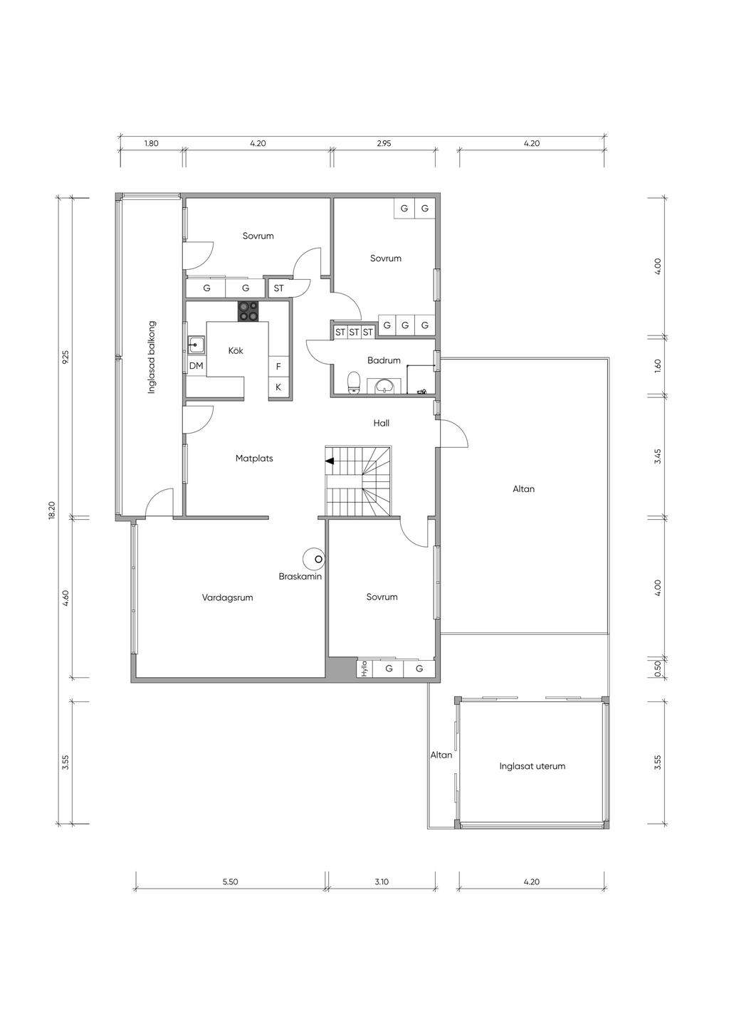 Planlösning ovanvåning