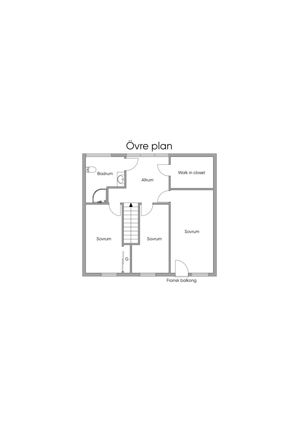 Planlösning Övre plan