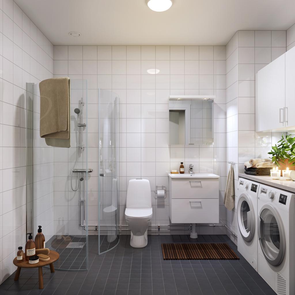 Duschrum (Renderingsbilden innehåller tillval utöver standardutbud).