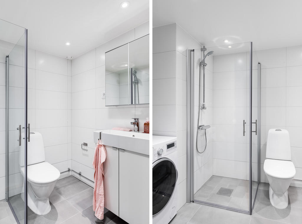 Lyxigt helkaklat duschrum