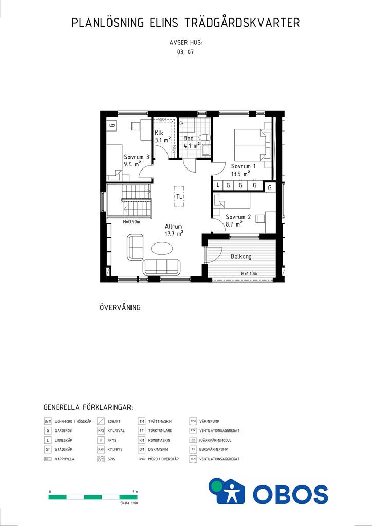 Bofaktablad rad/parhus 3 övre plan.