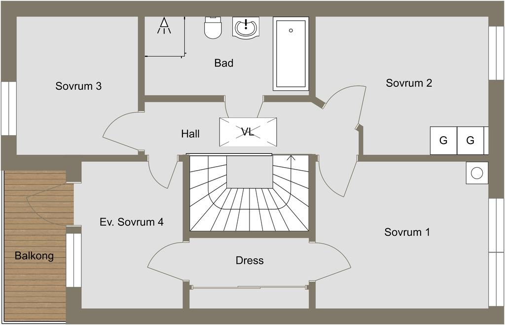 Alt. planlösning övre plan