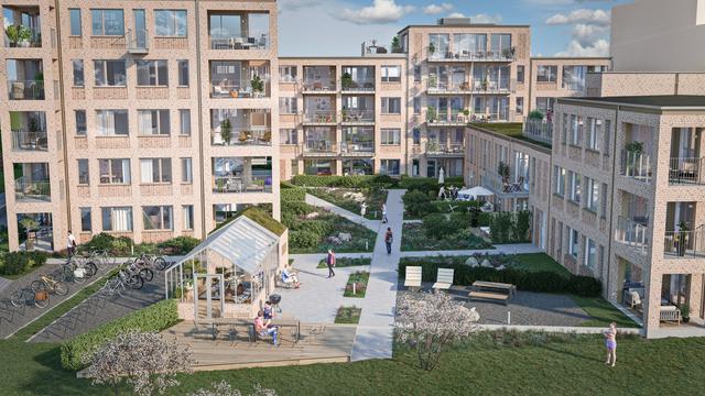 Kalcium har en lummig gårdsmiljö med gångar och planteringar
