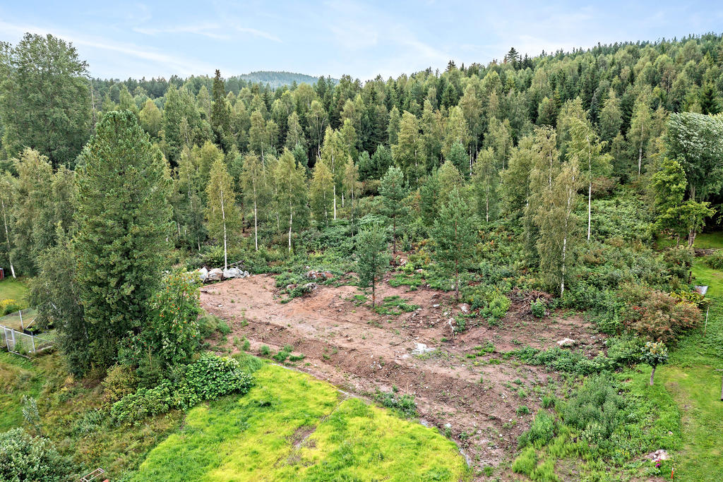 Översiktsbild på tomterna vid skogsbrynet (Leksand Hälla 3:9 och 3:10).