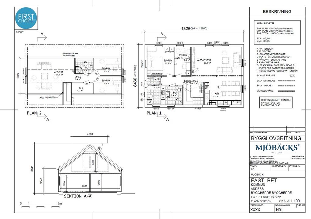 Planritning Mjöbäcksvillans exempelhus