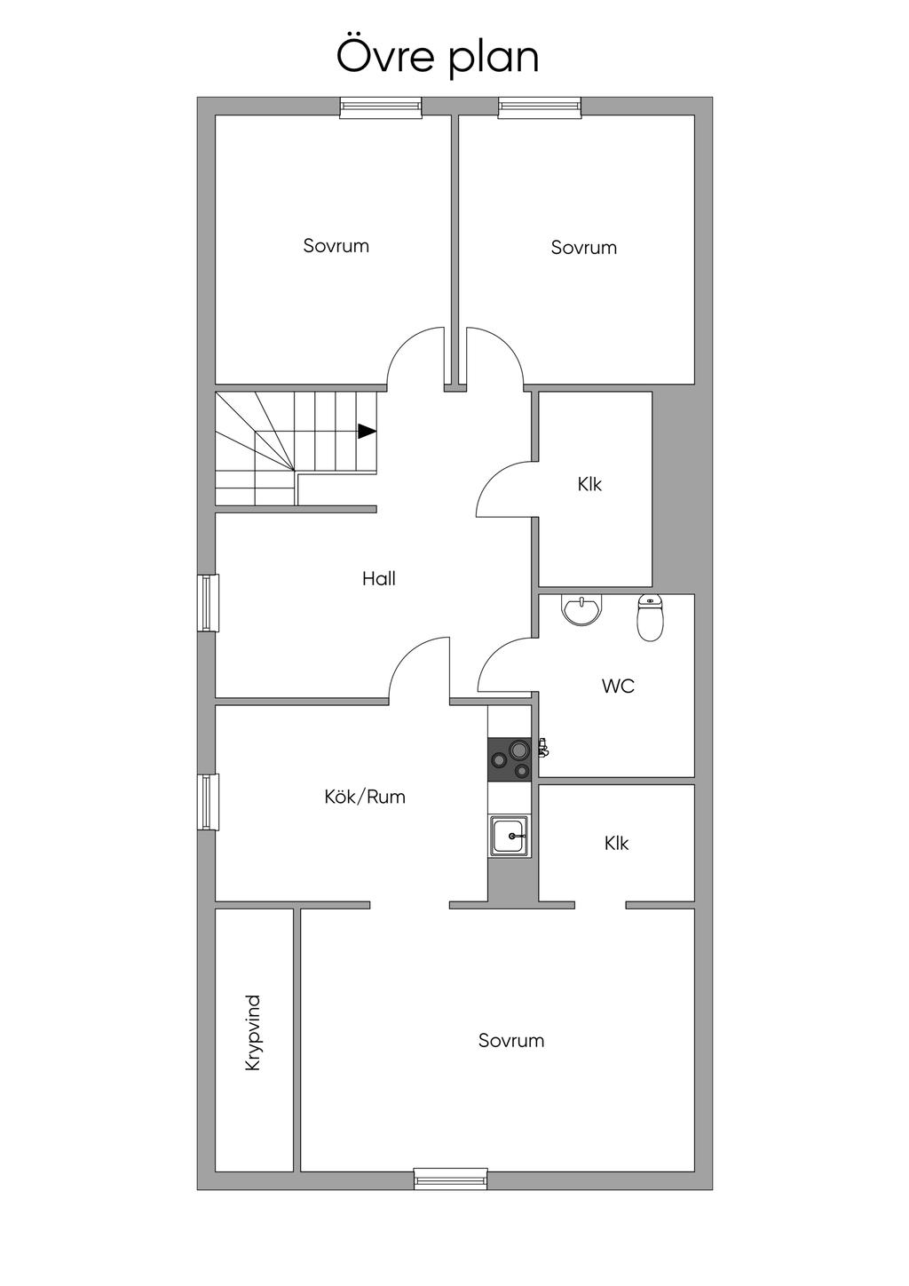 Planlösning övre plan