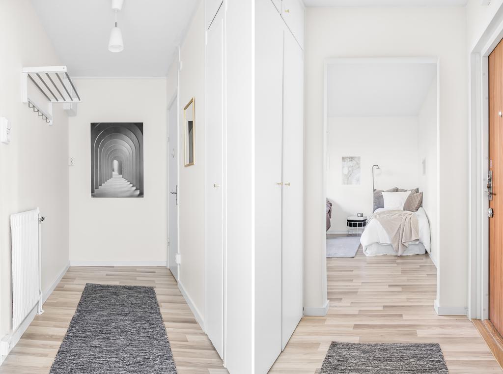 Praktisk hall med avhängning och förvaring