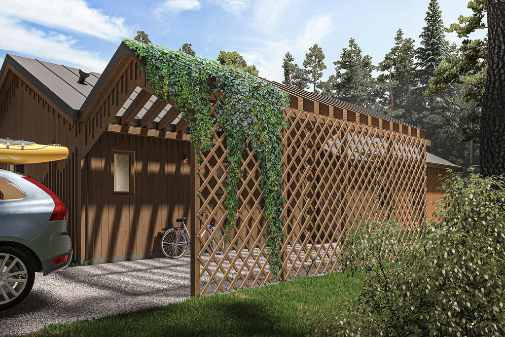 Möjlighet till tillval utav pergola  - Notera att de bilder som visas är exempel och att alla husen ännu inte är uppförda