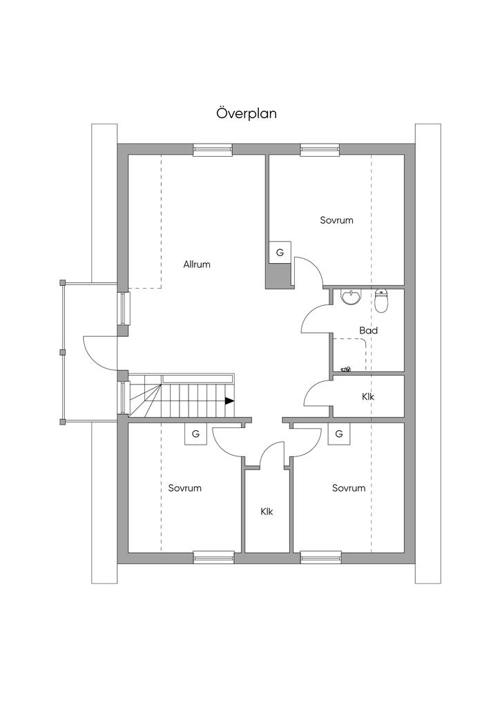 Planritning. Övre plan