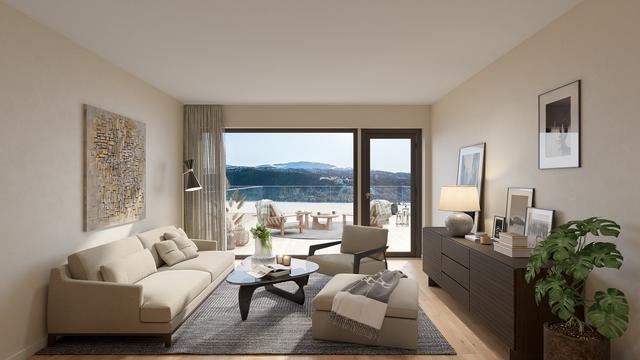 Bilderna är digitalt illustrerade renderingsbilder och kan vara från olika lägenheter i byggnaden.