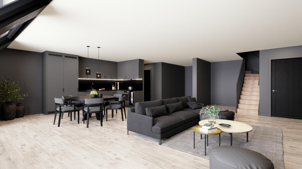 Bilderna är digitalt illustrerade renderingsbilder och kan vara från olika lägenheter i byggnaden.