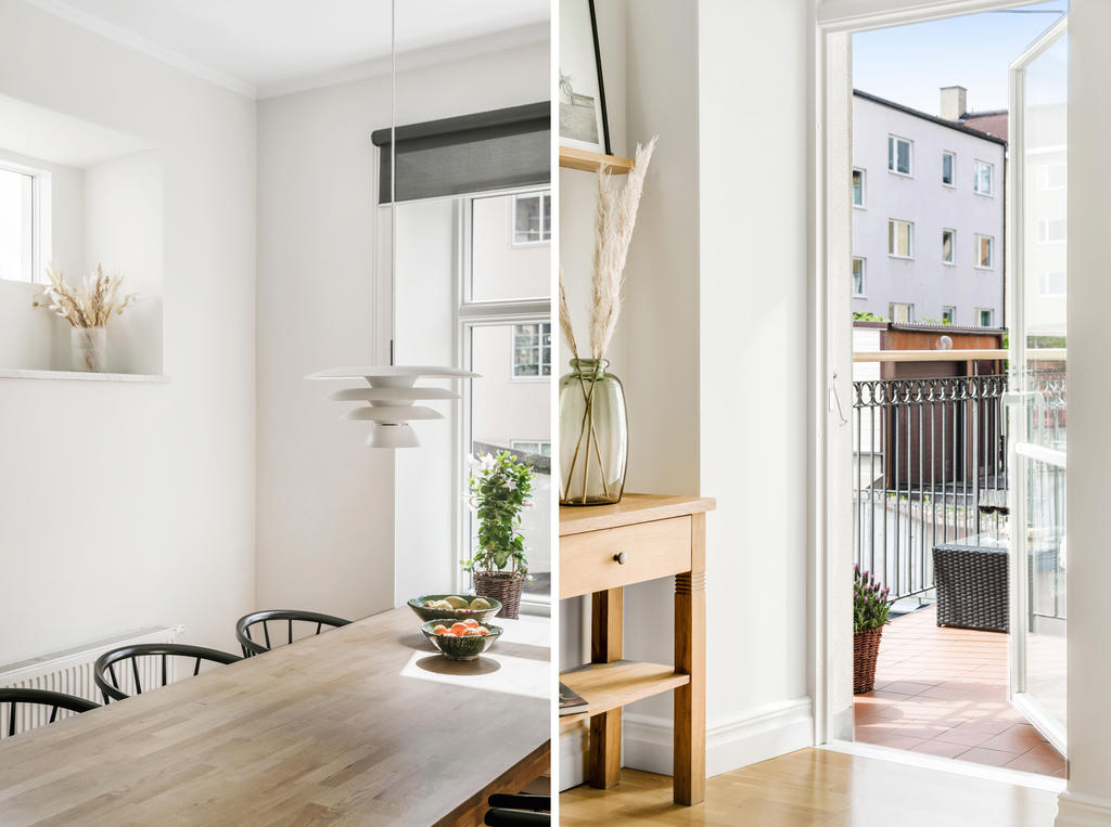Härligt ljusinsläpp samt utgång till balkong