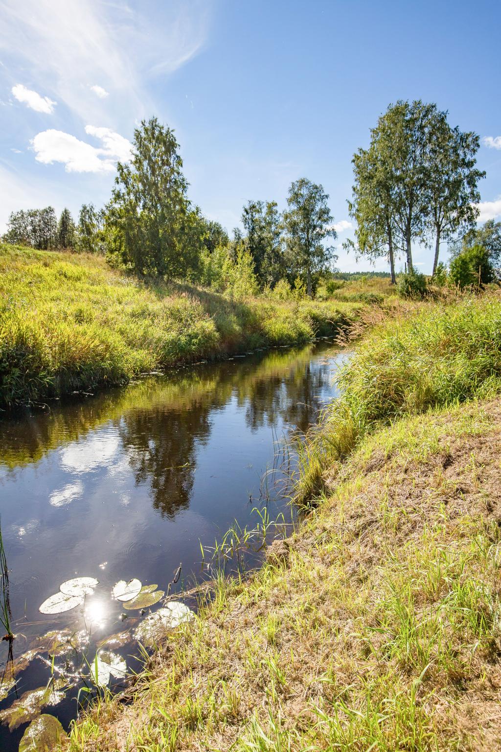 Ån ligger och porlar nedanför huset.