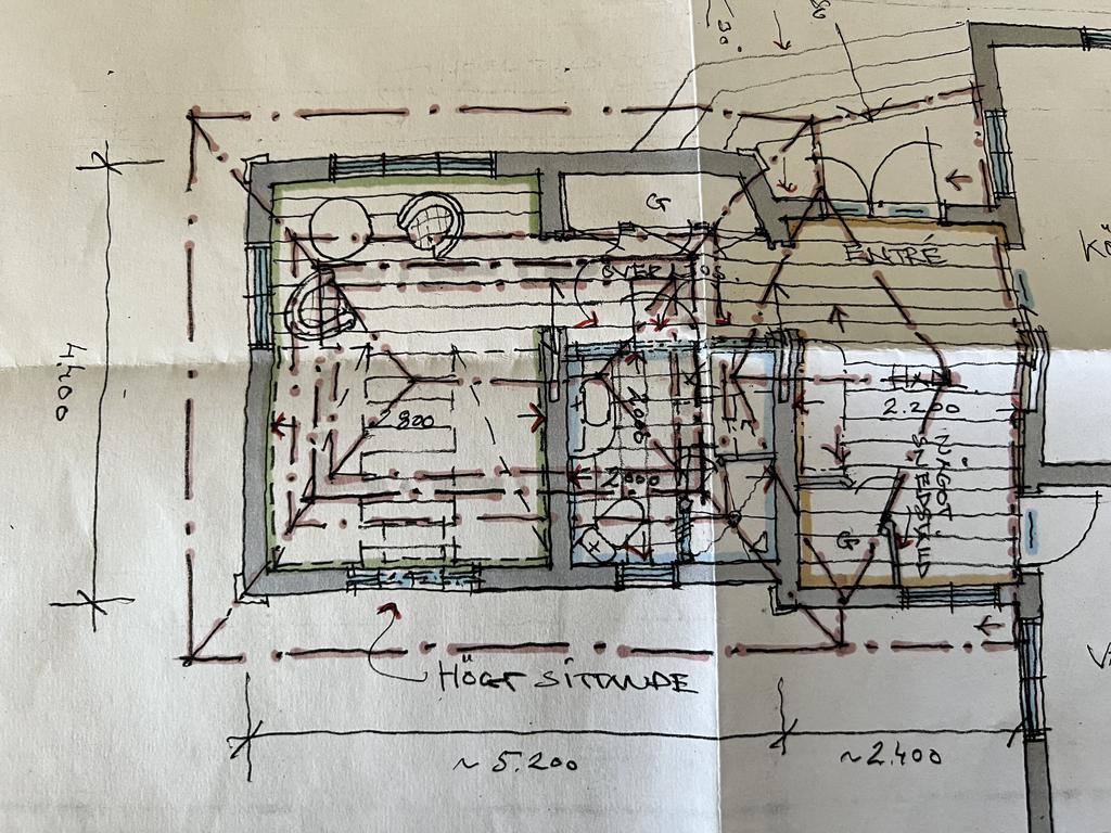 Arkitektritning på tänkta utbyggnader