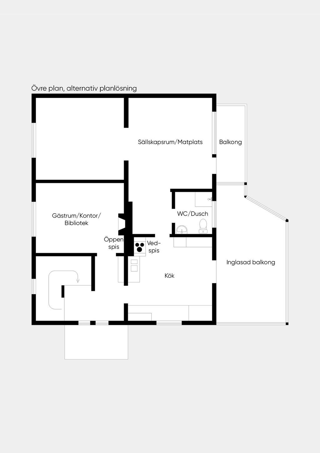 Alternativ planlösning, övre plan